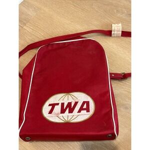 Vintage 1960s TWA Trans World Airlines Red Flight Bag Travel Carry On